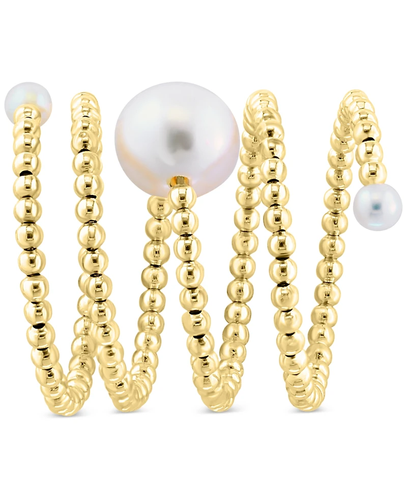Effy Cultured Freshwater Pearl (3 - 3-1/2mm & 8 - 8-1/2mm) Beaded Coil Ring in 14k Gold