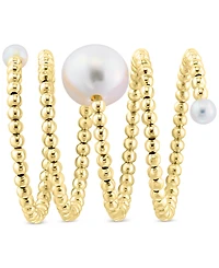 Effy Cultured Freshwater Pearl (3 - 3-1/2mm & 8 - 8-1/2mm) Beaded Coil Ring in 14k Gold