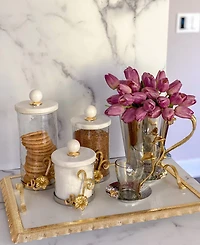 Glass Canister with Design and Marble Lid, Large