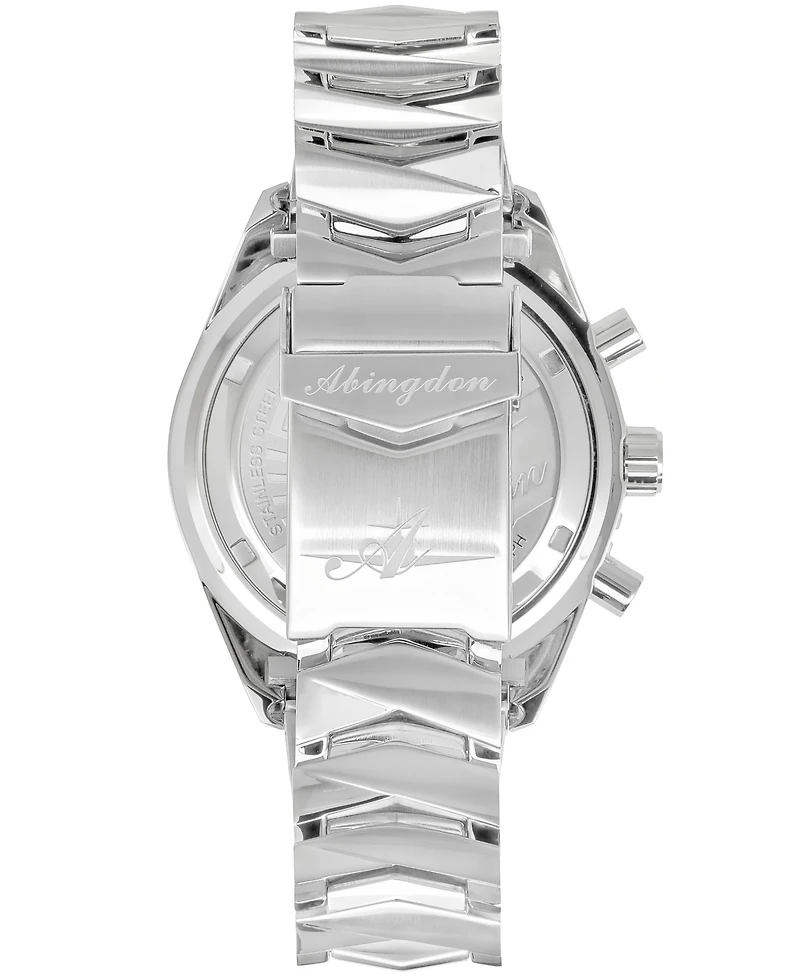 Abingdon Co. Women's Jackie Chronograph Multifunctional Silver-Tone Stainless Steel Bracelet Watch 41-1/2mm