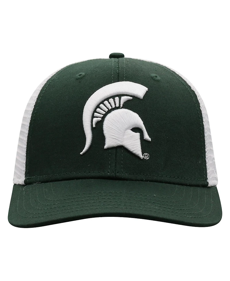 Men's Top of the World Green, White Michigan State Spartans Trucker Snapback Hat
