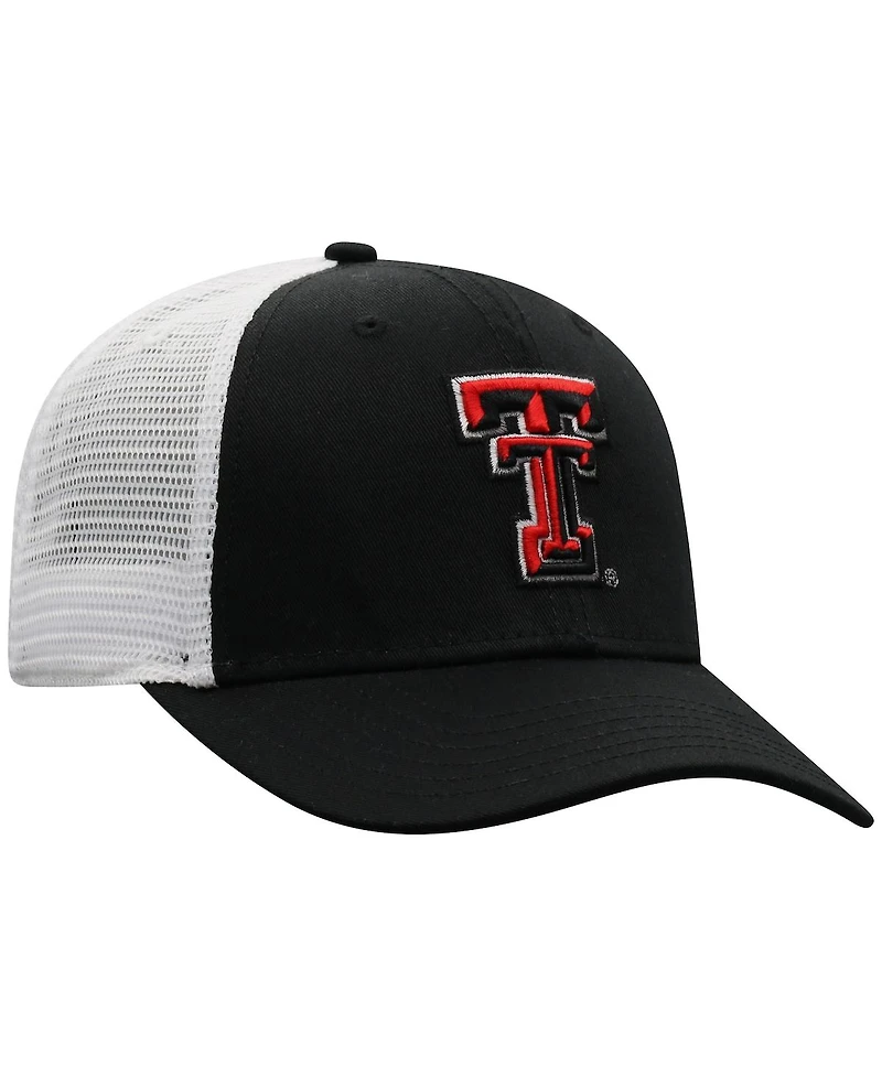 Men's Top of the World Black, White Texas Tech Red Raiders Trucker Snapback Hat