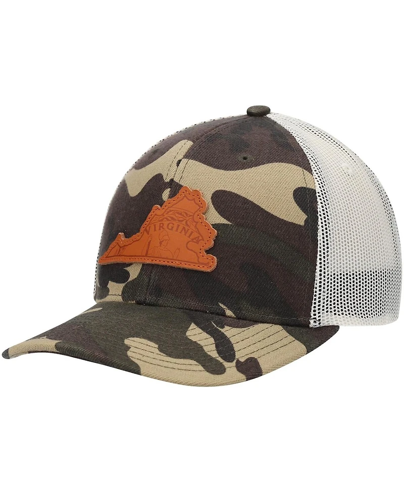 Men's Local Crowns Camo Virginia Icon Woodland State Patch Trucker Snapback Hat