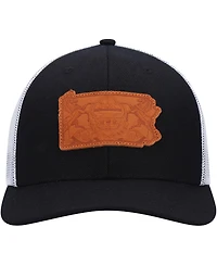 Men's Local Crowns Black Pennsylvania Leather State Applique Trucker Snapback Hat