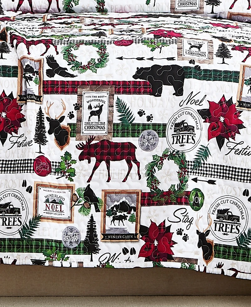 Southshore Fine Linens Merry Town Christmas Oversized Reversible 3-Pc. Quilt Set, King/California King