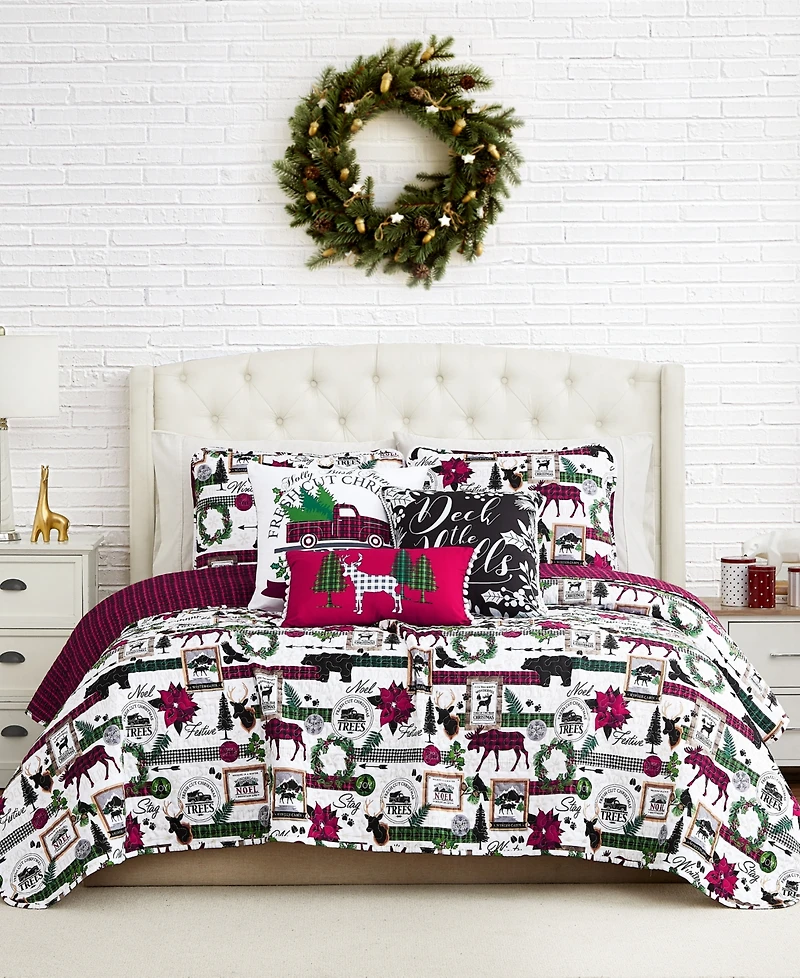 Southshore Fine Linens Merry Town Christmas Oversized Reversible 6-Pc. Quilt Set