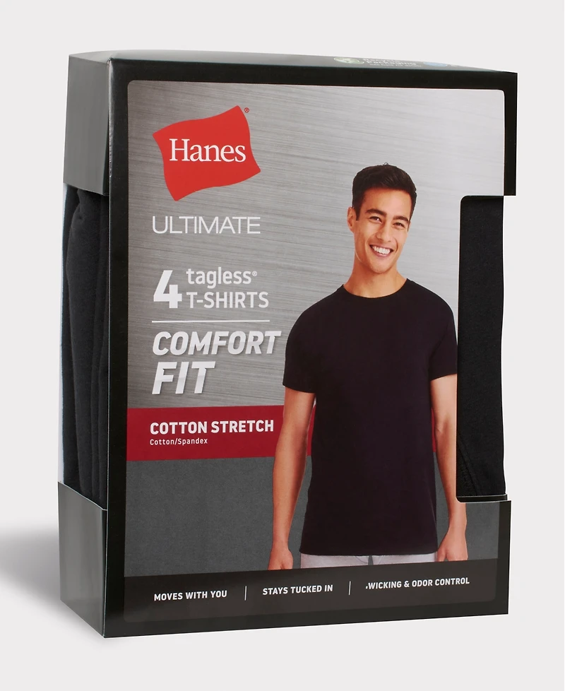 Hanes Men's Ultimate 4-Pk. Moisture-Wicking Stretch T-Shirts