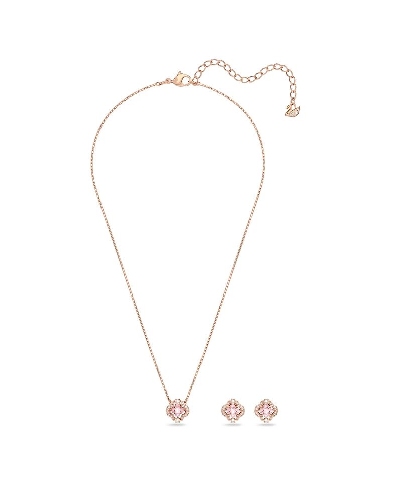 Swarovski Sparkling Dance Clover Rose Gold Tone Plated Set