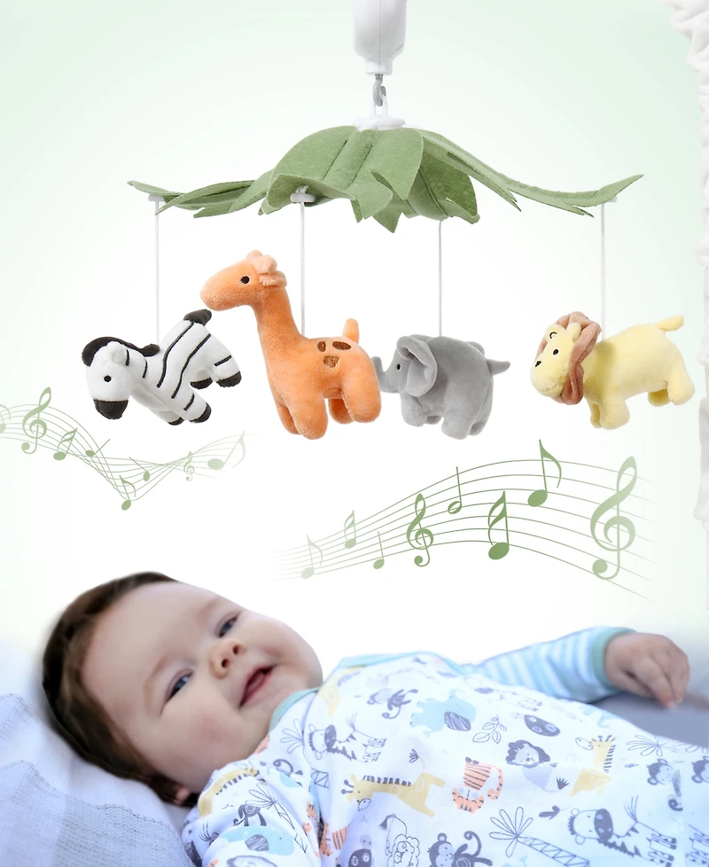 The Peanutshell Safari Animals Musical Crib Mobile for Baby Boys & Girls
