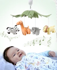 The Peanutshell Safari Animals Musical Crib Mobile for Baby Boys & Girls