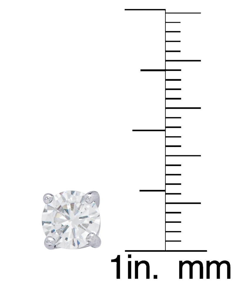 Women's Fine Silver Plated Cubic Zirconia Stud Hoop Earrings Set, 4 Pieces