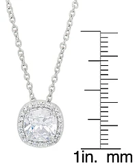 Women's Fine Silver Plated White Cubic Zirconia Cushion Halo Set, 3 Pieces