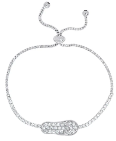 Women's Fine Silver Plated Cubic Zirconia Flip Flop Bracelet