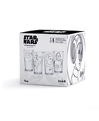 JoyJolt Star Wars Striking Sketch Characters Collection Print 19.2 Oz Glasses Set, 4 Pieces