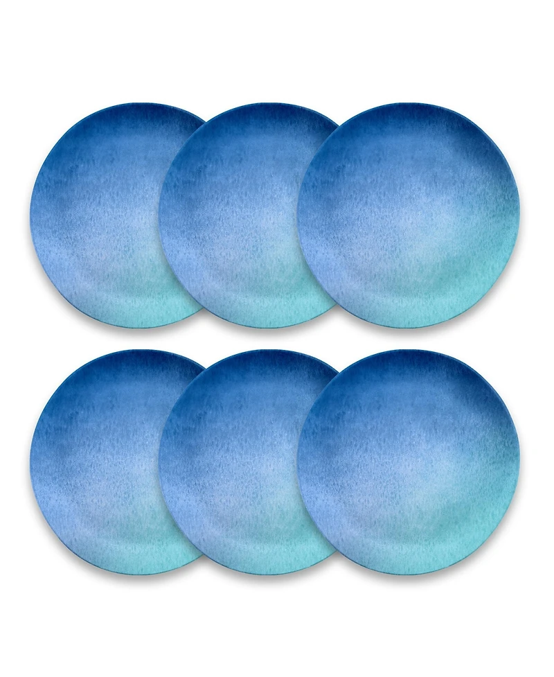Abode Homewares Melamine Oceanic Ombre Dinner Plates, Set of 6