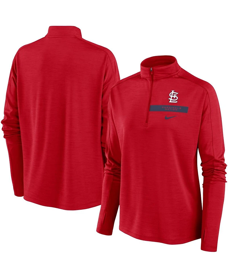 Women's Nike Red St. Louis Cardinals Primetime Local Touch Pacer Quarter-Zip Top