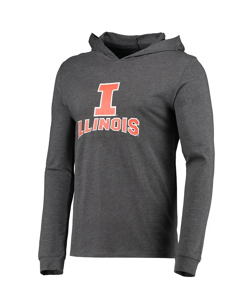 Men's Concepts Sport Heathered Navy, Charcoal Illinois Fighting Illini Meter Long Sleeve Hoodie T-shirt and Jogger Pants Set