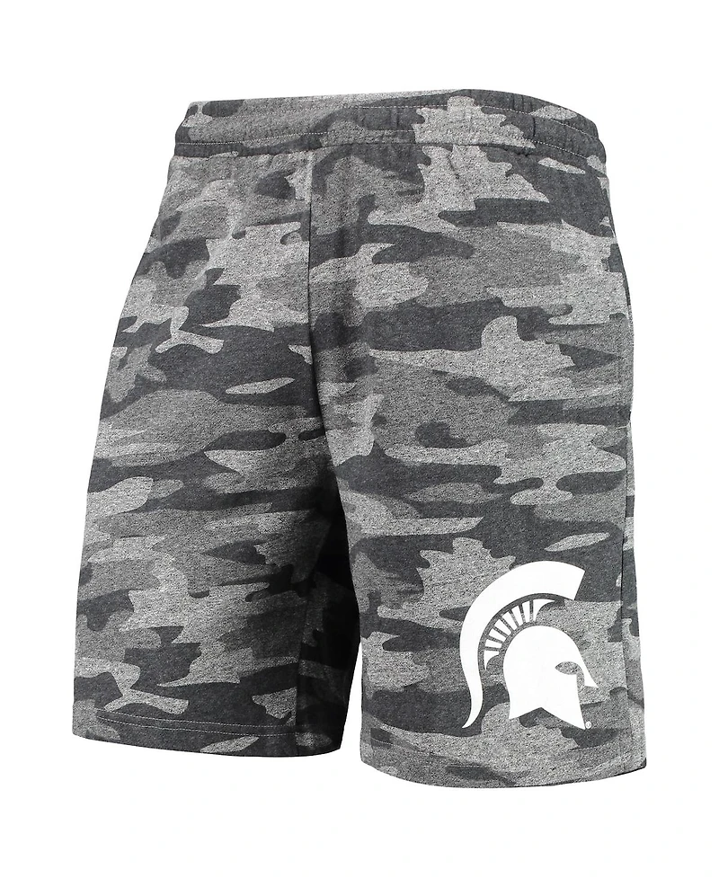 Men's Concepts Sport Charcoal, Gray Michigan State Spartans Camo Backup Terry Jam Lounge Shorts
