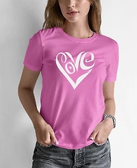 Women's Word Art Script Love Heart T-shirt