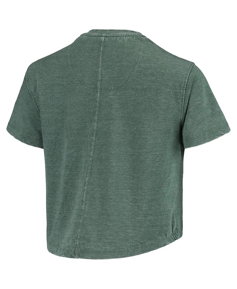 Women's Pressbox Green Michigan State Spartans Edith Vintage-Inspired Burnout Crop T-shirt