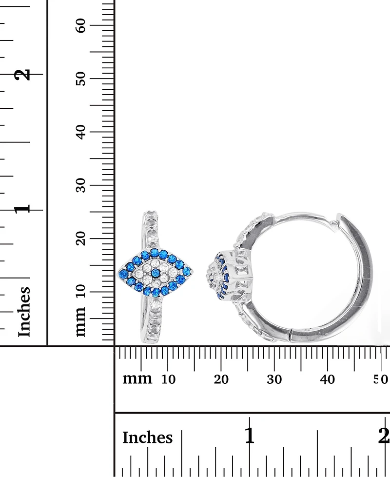 Lab-Created Blue Spinel (1/3 ct. t.w.) & Cubic Zirconia Hoop Earrings