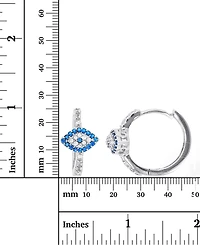 Lab-Created Blue Spinel (1/3 ct. t.w.) & Cubic Zirconia Hoop Earrings