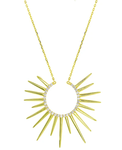 Cubic Zirconia Sun Ray Pendant Necklace, 16" + 2" extender