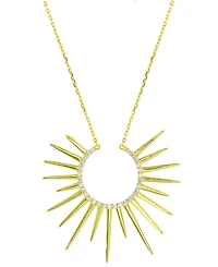 Cubic Zirconia Sun Ray Pendant Necklace, 16" + 2" extender