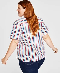 Tommy Hilfiger Plus Striped Camp Shirt