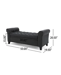 Keiko Contemporary Rolled Arm Storage Ottoman Bench