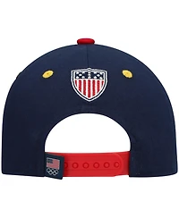 Big Boys Heathered Gray and Navy Team Usa Snow Peak Patch Precurved Snapback Hat