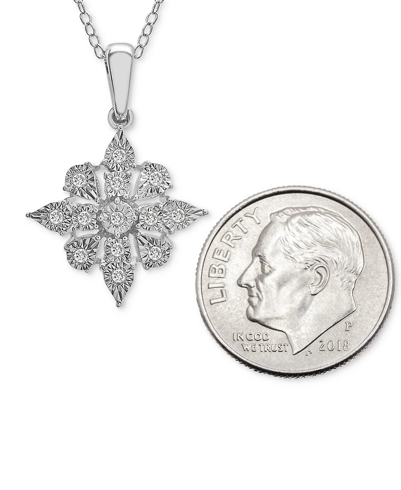 Diamond Cluster 18" Pendant Necklace (1/10 ct. t.w.) in Sterling Silver, Created for Macy's