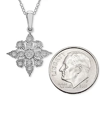 Diamond Cluster 18" Pendant Necklace (1/10 ct. t.w.) in Sterling Silver, Created for Macy's