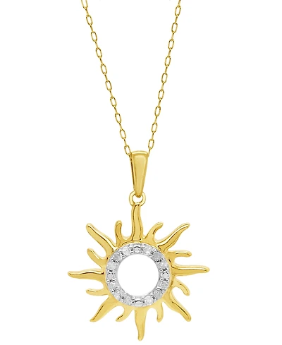 Diamond Sun 18" Pendant Necklace (1/10 ct. t.w.) in Sterling Silver & 14k Gold-Plate