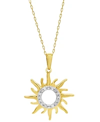 Diamond Sun 18" Pendant Necklace (1/10 ct. t.w.) in Sterling Silver & 14k Gold-Plate
