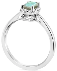 Labradorite & Diamond Accent Ring Sterling Silver (Also Onyx Turquoise)