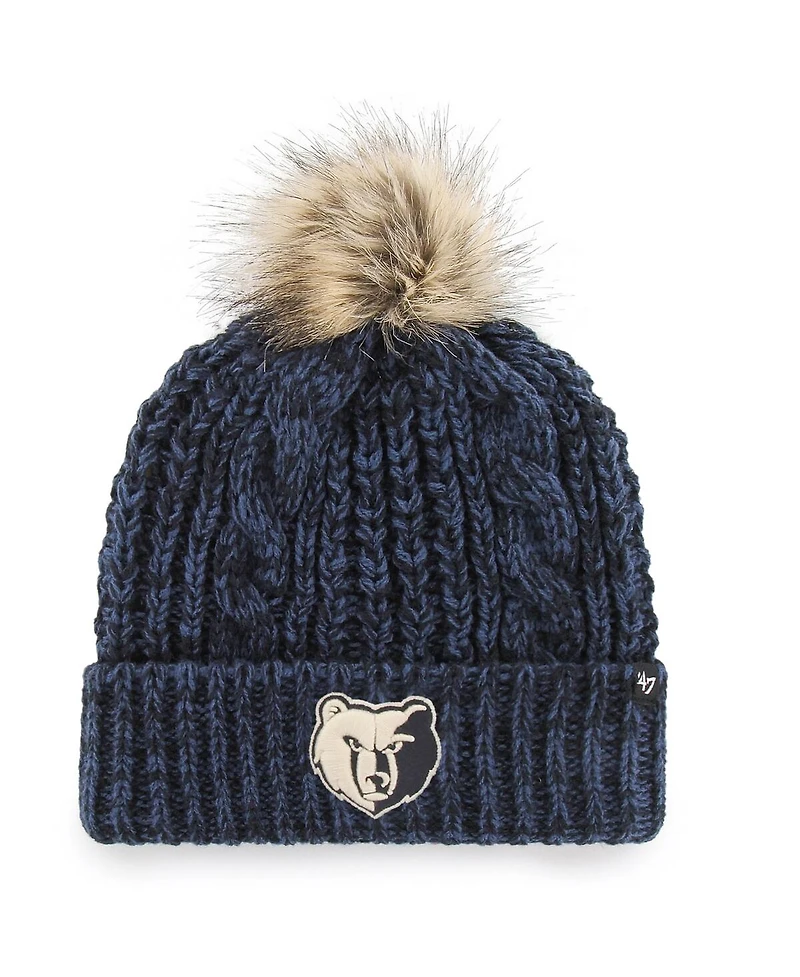 Women's '47 Navy Memphis Grizzlies Meeko Cuffed Knit Hat with Pom