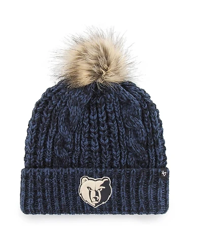 Women's '47 Navy Memphis Grizzlies Meeko Cuffed Knit Hat with Pom