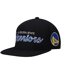 Men's Mitchell & Ness Black Golden State Warriors Hardwood Classics Script 2.0 Snapback Hat
