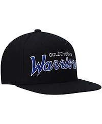 Men's Mitchell & Ness Black Golden State Warriors Hardwood Classics Script 2.0 Snapback Hat