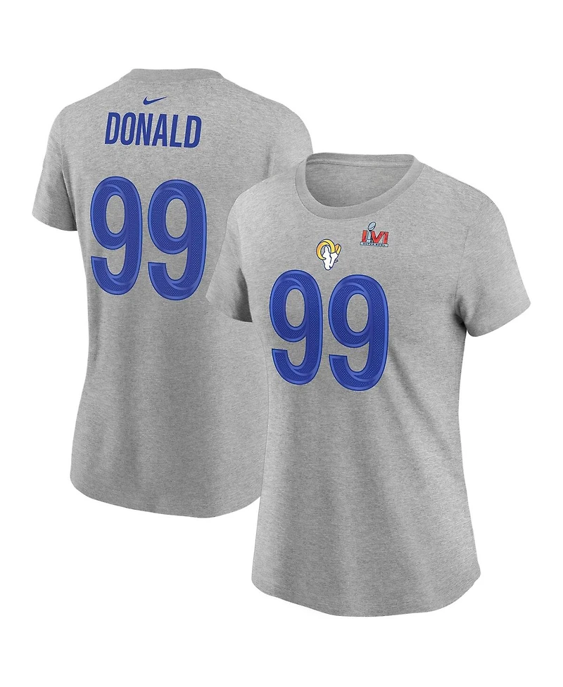 Women's Nike Aaron Donald Royal Los Angeles Rams Super Bowl Lvi Bound Name and Number T-shirt