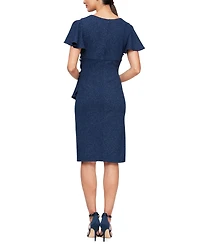 Sl Fashions Women's Flutter-Sleeve Embellished Dress