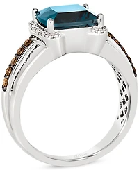 Le Vian Men's Deep Sea Blue Topaz (4-1/2 ct. t.w.) & Diamond (3/8 Ring Sterling Silver