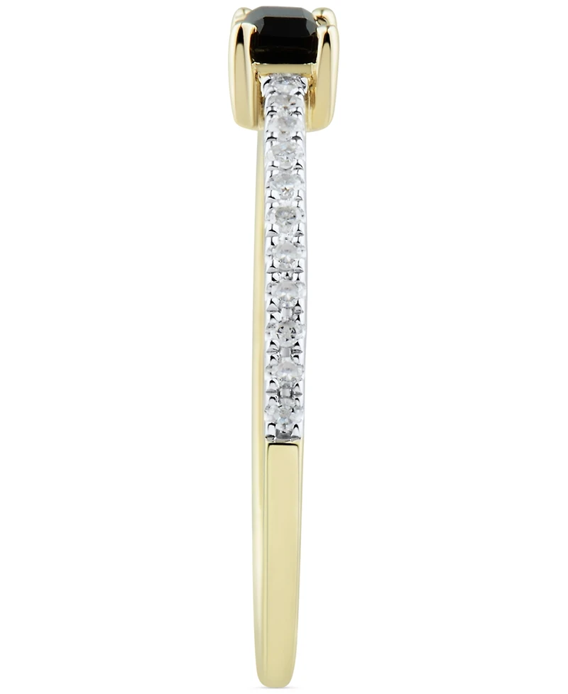 Onyx & Diamond (1/10 ct. t.w.) Stack Ring in 14k Gold