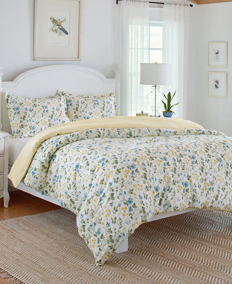 Laura Ashley Meadow Floral 3-Pc. Duvet Cover Set, Full/Queen