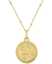 Diamond Accent Chinese Zodiac Disc 18" Pendant Necklace 14k Gold-Plated Sterling Silver