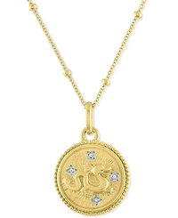 Diamond Accent Chinese Zodiac Disc 18" Pendant Necklace 14k Gold-Plated Sterling Silver