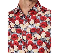Men's Slim Fit Non-Iron Floral-Print Performance Stretch Dress Shirt