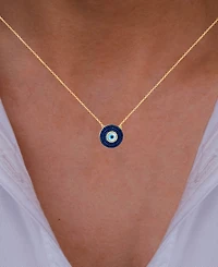 Cubic Zirconia & Enamel Evil Eye Pendant Necklace 14k Gold-Plated Sterling Silver, 16" + 1" extender