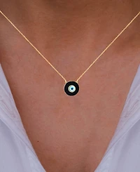Cubic Zirconia & Enamel Evil Eye Pendant Necklace 14k Gold-Plated Sterling Silver, 16" + 1" extender